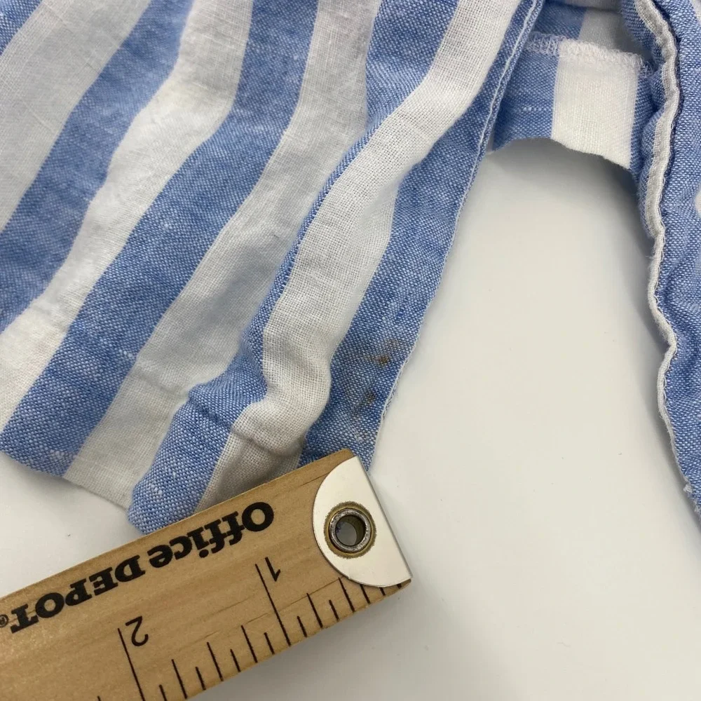 Mango Linen Dress Womens XXS Blue White Striped Button Down Midi Casual - Picture 8 of 9